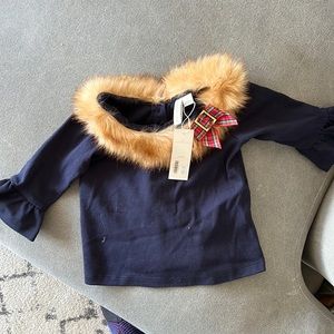 Navy blue fur lined toddler girl top.